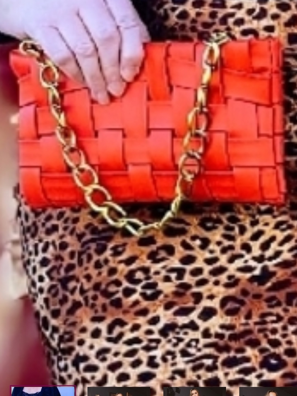 Woven Orange Chain Shoulder Bag - Women's Fashion